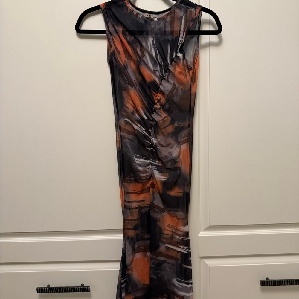 Abstract Print Sleeveless Dress